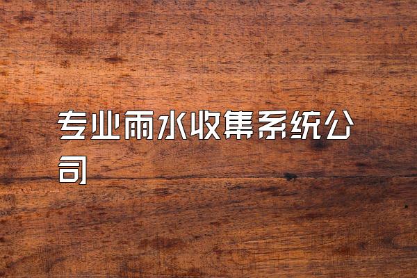 专业雨水收集系统公司