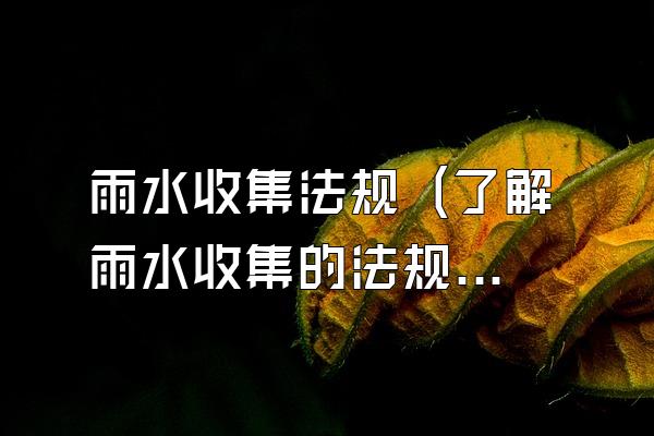 雨水收集法规 (了解雨水收集的法规和限制)