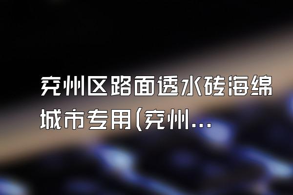 兖州区路面透水砖海绵城市专用(兖州区路面透水砖在海绵城市中的专用应用)