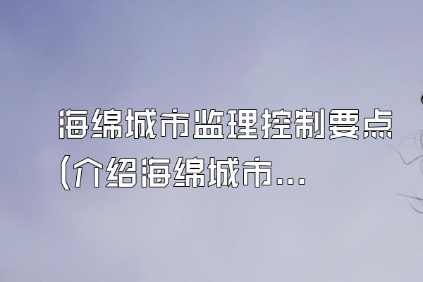 海绵城市监理控制要点(介绍海绵城市建设过程中的监理和控制要点)