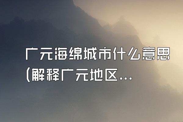 广元海绵城市什么意思(解释广元地区海绵城市概念和意义)