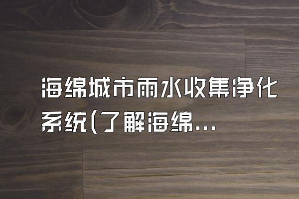 海绵城市雨水收集净化系统(了解海绵城市中雨水收集和净化的系统)