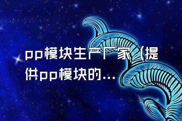 pp模块生产厂家 (提供pp模块的生产厂家)