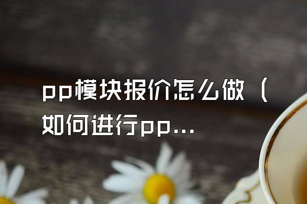 pp模块报价怎么做 (如何进行pp模块的报价)